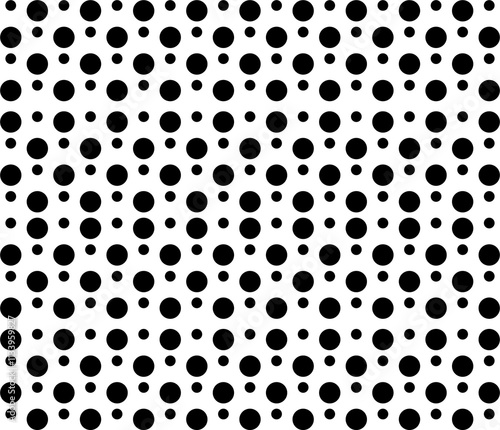 Black circles ornament. Vector double polka dots with small and large circles.