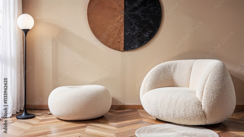 Generative AI,Modern lounge corner with sculptural furniture and warm textures Generative AI,Modern lounge corner with sculptural furniture and warm textures