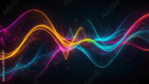 Wallpaper Mural Neon Sound Waves in Abstract Motion Torontodigital.ca