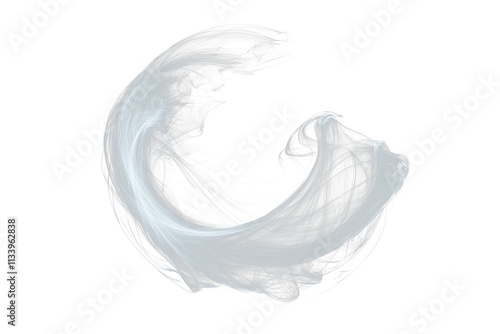 Abstract swirling grey smoke forming a circle on Transparent background. photo