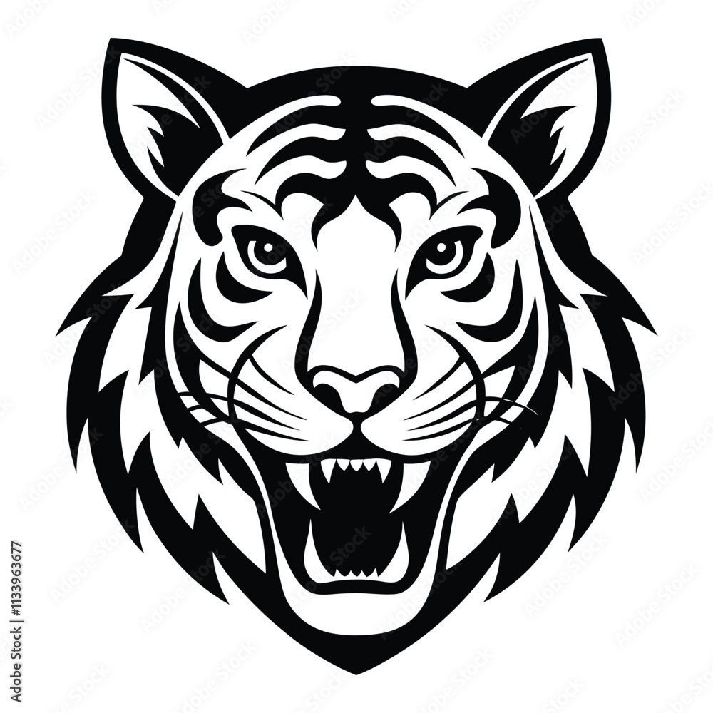 Fototapeta premium tiger head logo icon mascot vector illustration.