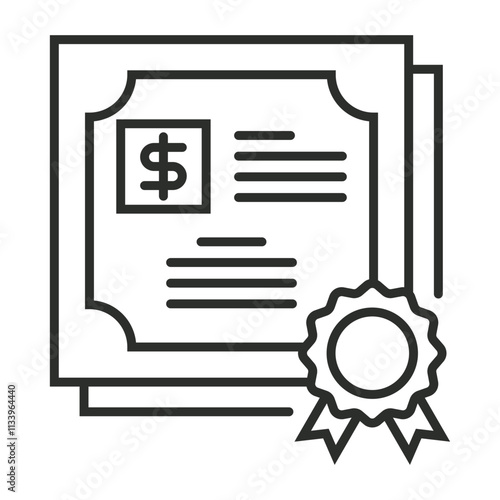 Bonds icon, Bank symbol outline icon, editable vector illustration and transparent graphic element. Isolated on white background