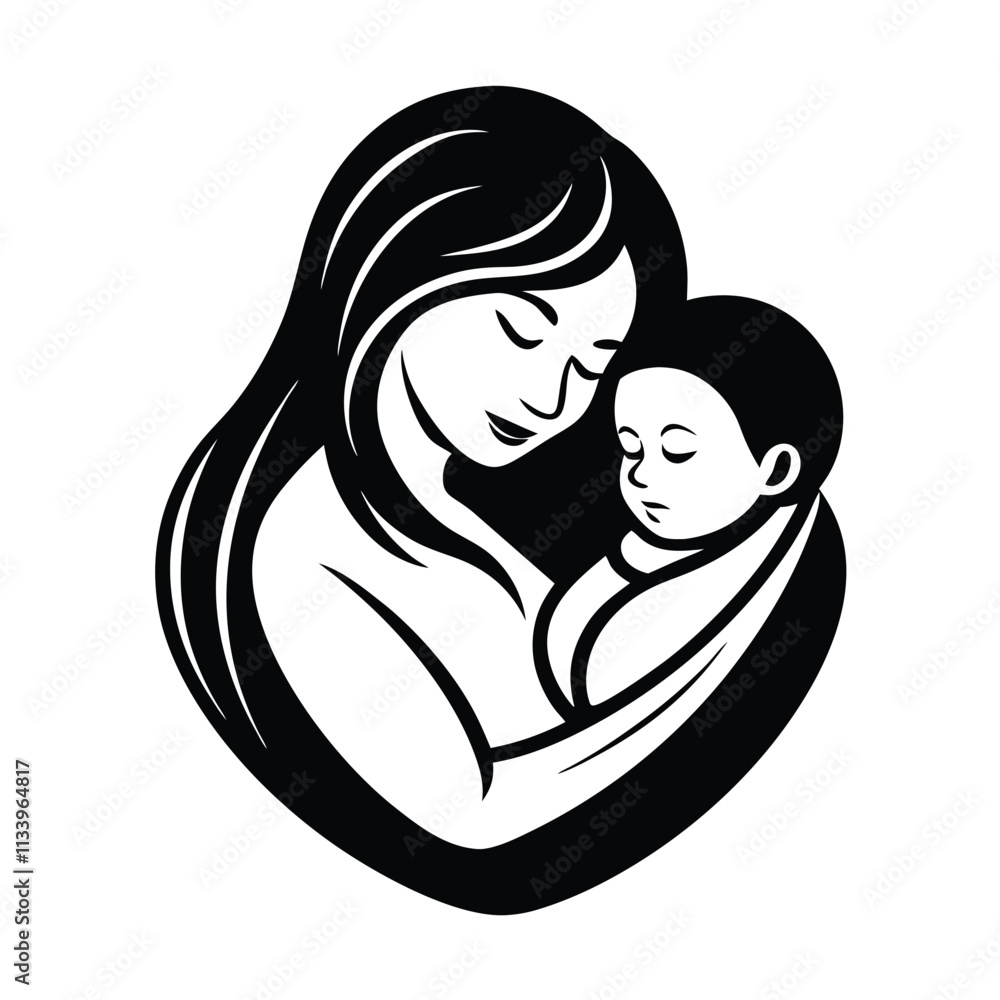 Mother and Baby Care Silhouette Vector Art Illustration - Loving Bond and Tender Moments Mother and Baby Care Silhouette Vector Art Illustration - Loving Bond and Tender Moments