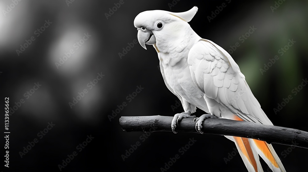 Elegant White Bird on Branch in Photorealistic Style Photography Elegant White Bird on Branch in Photorealistic Style Photography