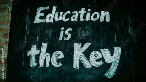 Inspirational Chalkboard Message Emphasizing the Importance of Education as a Fundamental Tool for Personal and Professional Growth and Development