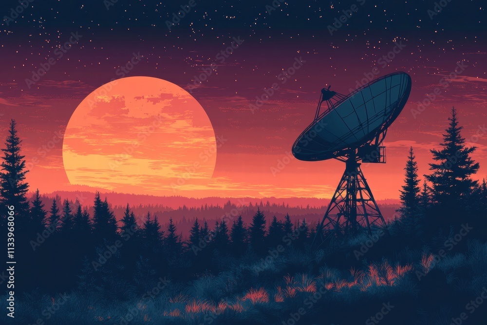 Geometric Sunrise with Antenna in Forest Setting Geometric Sunrise with Antenna in Forest Setting