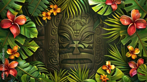background for a party invitation, tropical and tiki theme