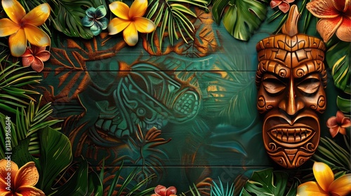 background for a party invitation, tropical and tiki theme