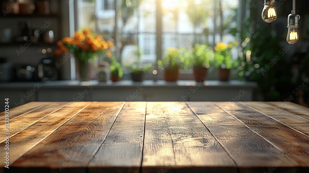 a wooden table with a light bulb hanging from it a wooden table with a light bulb hanging from it