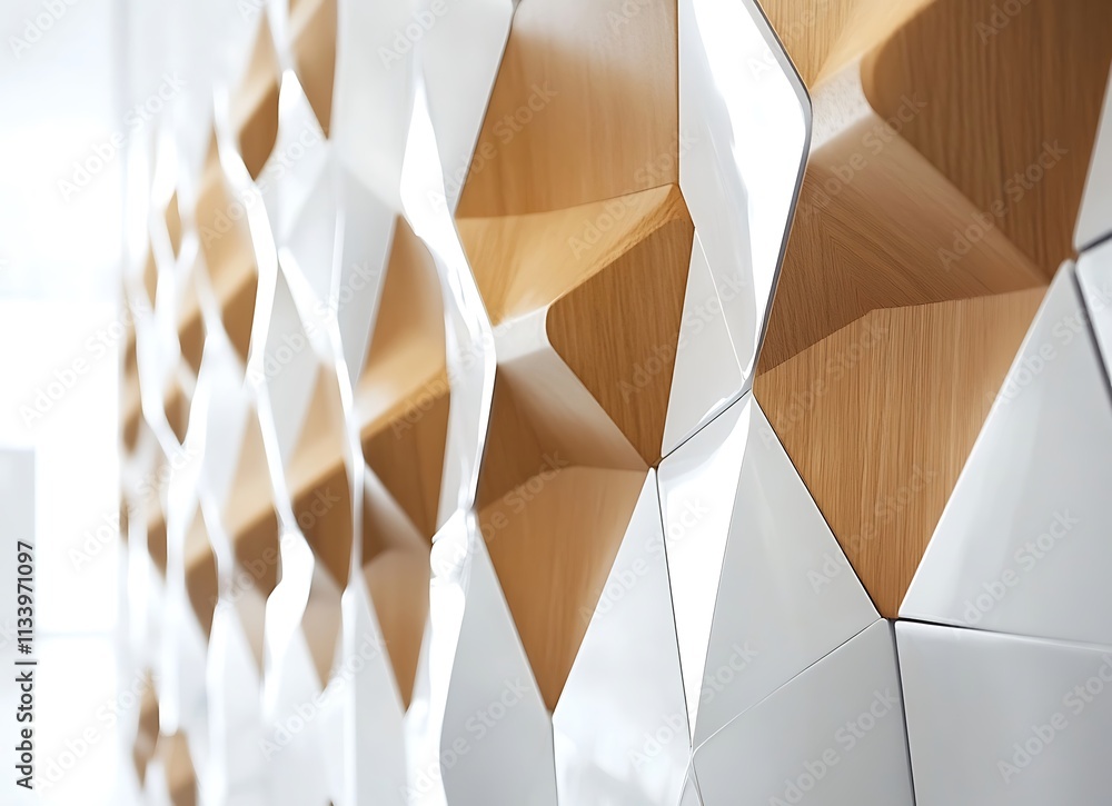 Stylish modern office with a white wall and reception desk, featuring wooden panel accents Stylish modern office with a white wall and reception desk, featuring wooden panel accents