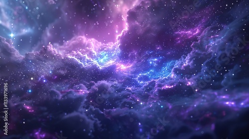 purple and blue galaxy with stars and clouds photo