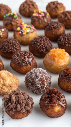 Wallpaper Mural A variety of colorful, decorated mini donuts arranged on a surface. Torontodigital.ca