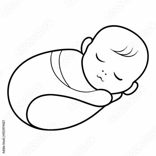 new born baby sleep vector icon with white background