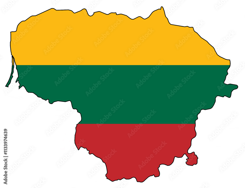 Outline of Lithuania with flag inserted Outline of Lithuania with flag inserted