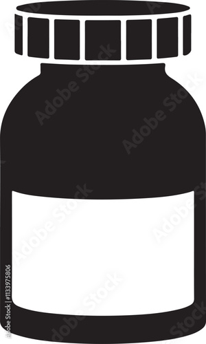 illustration of a bottle, Drug bottle icon silhouette vector style
