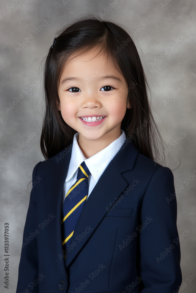 American white girl navy blue tie with light yellow stripes American white girl navy blue tie with light yellow stripes