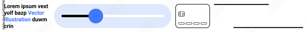 Volume slider with blue knob, text, and a control panel icon with four buttons. Ideal for UXUI design, web interfaces, mobile apps, audio controls, online tutorials, user guides presentations Volume slider with blue knob, text, and a control panel icon with four buttons. Ideal for UXUI design, web interfaces, mobile apps, audio controls, online tutorials, user guides presentations
