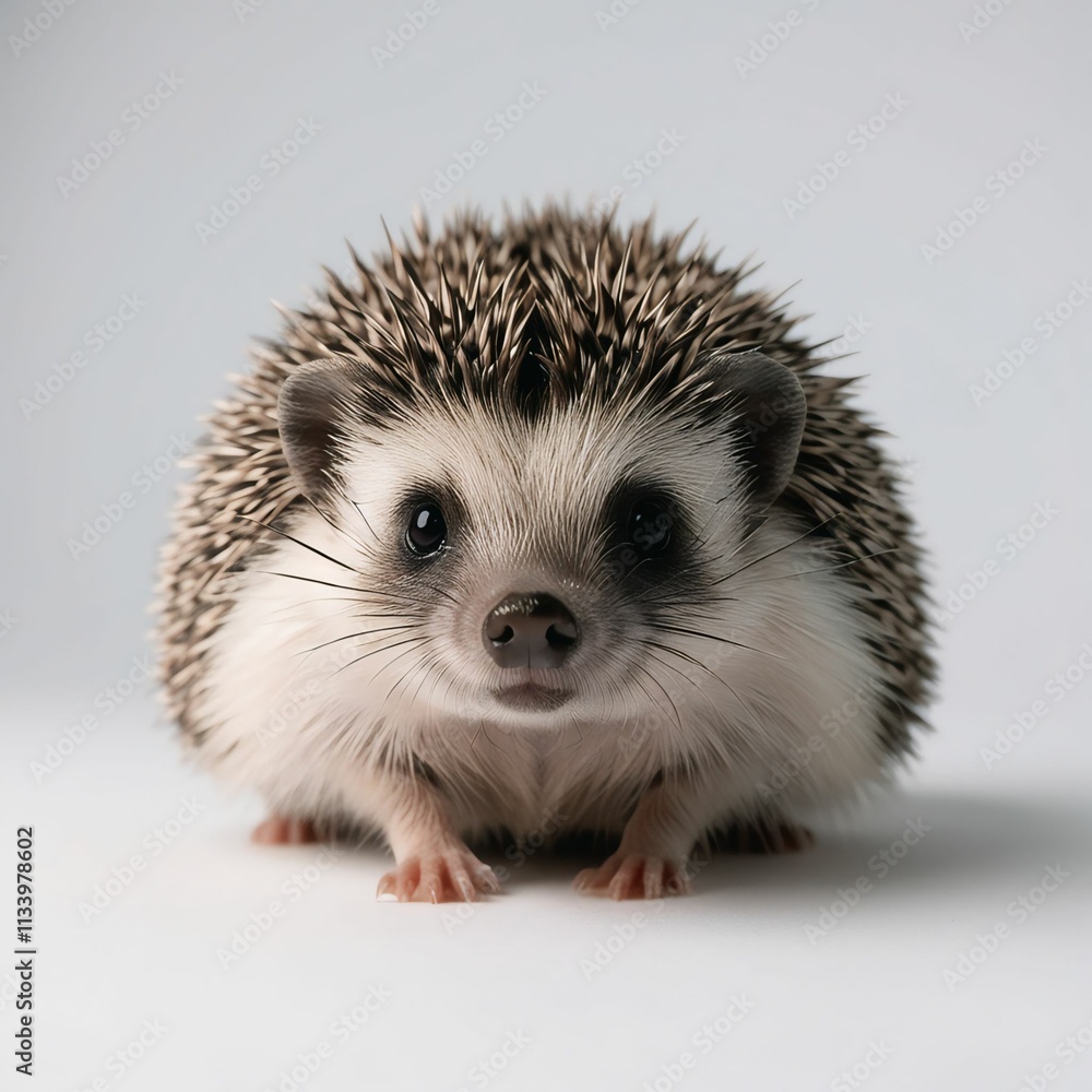 hedgehog close-up stock image, isolated on a white background, hedgehog Generative AI. hedgehog close-up stock image, isolated on a white background, hedgehog Generative AI.
