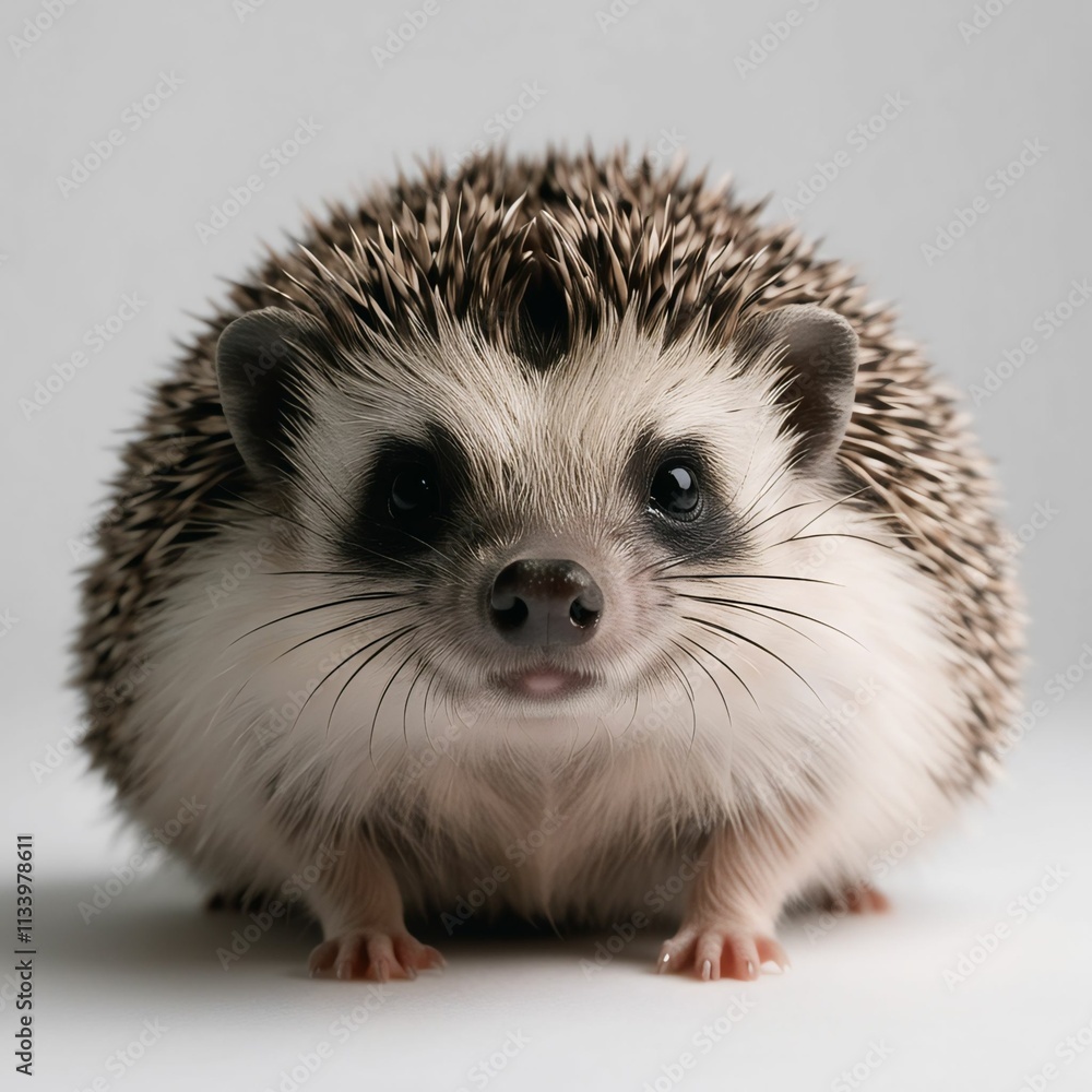 hedgehog close-up stock image, isolated on a white background, hedgehog Generative AI. hedgehog close-up stock image, isolated on a white background, hedgehog Generative AI.
