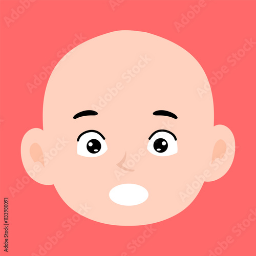 cartoon bald boy avatar character illustration design. emoticon head expression face