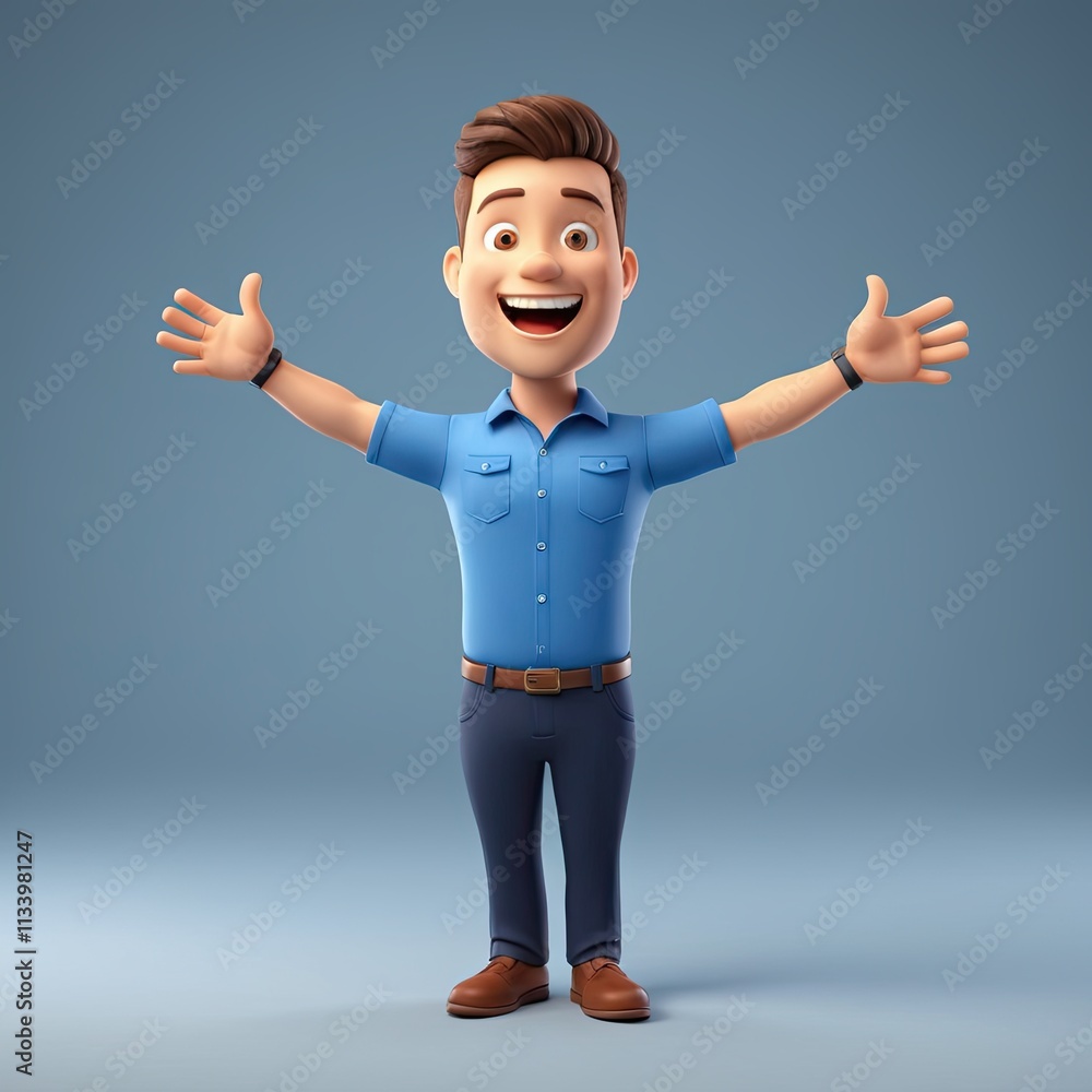 Cute cartoon Confident male showing their excitement Cute cartoon Confident male showing their excitement