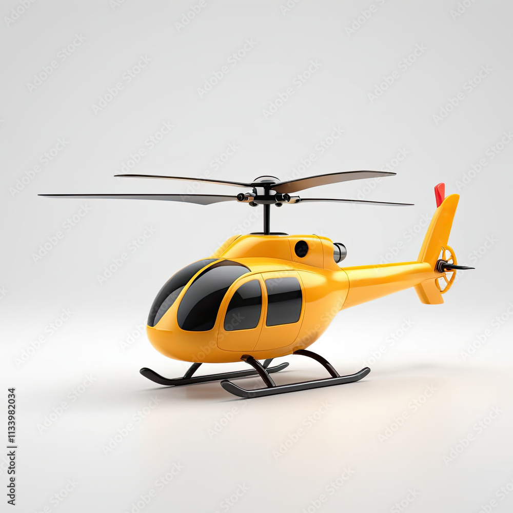 Fototapeta premium colorful toy helicopter in a studio environment, 3d render helicopter design