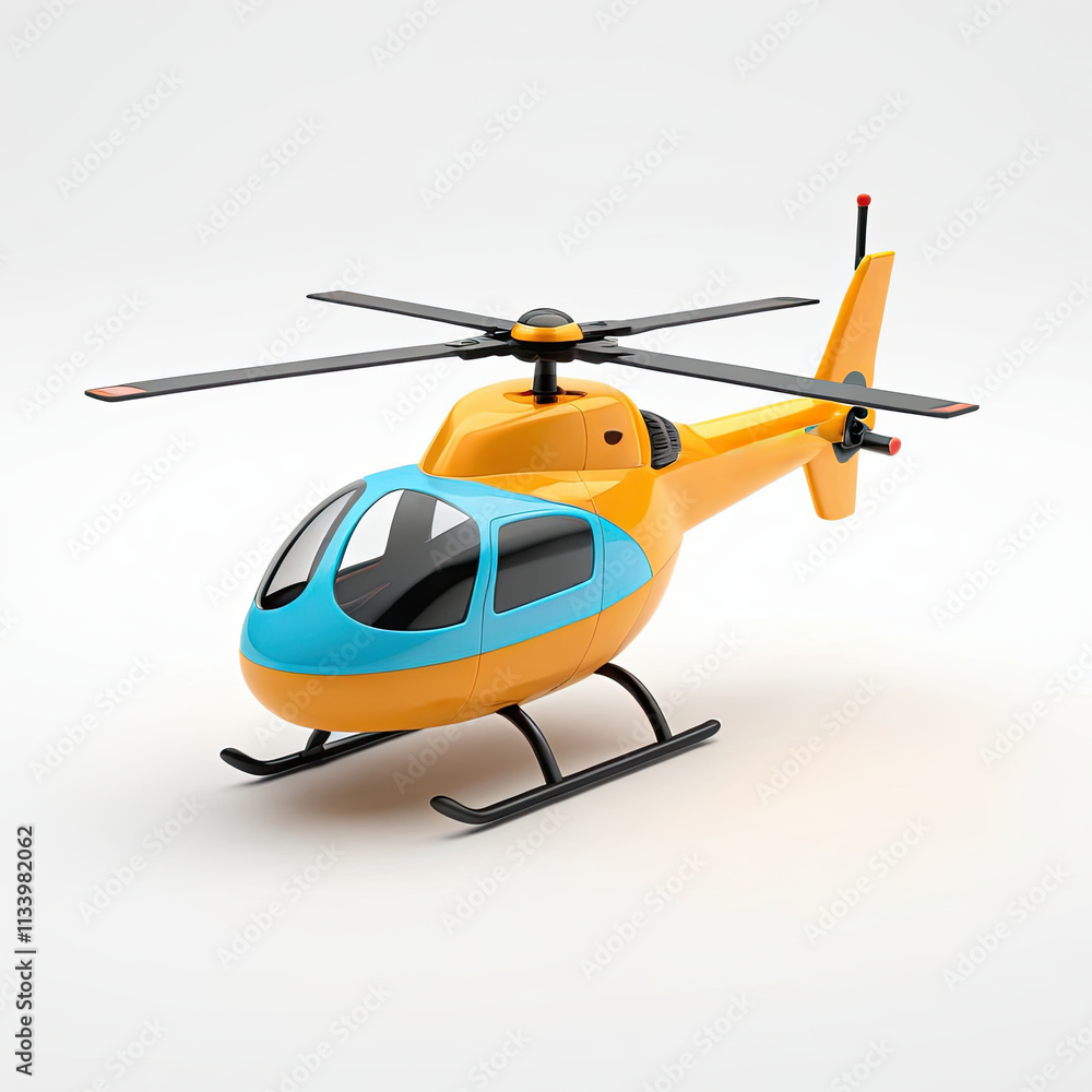 Fototapeta premium colorful toy helicopter in a studio environment, 3d render helicopter design