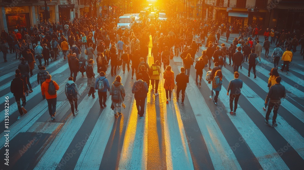 Obraz premium Sunset Crowd Crossing
