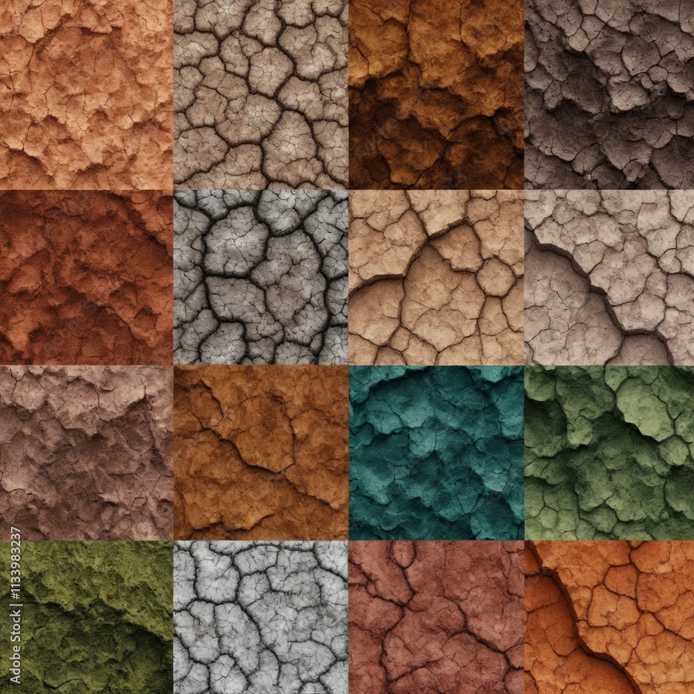 Naklejka premium A collage of different natural Earth textures mixed in beautiful abstract background, Generative AI