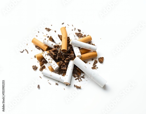 s of cigarettes and chocolate shavings on a white surface. photo