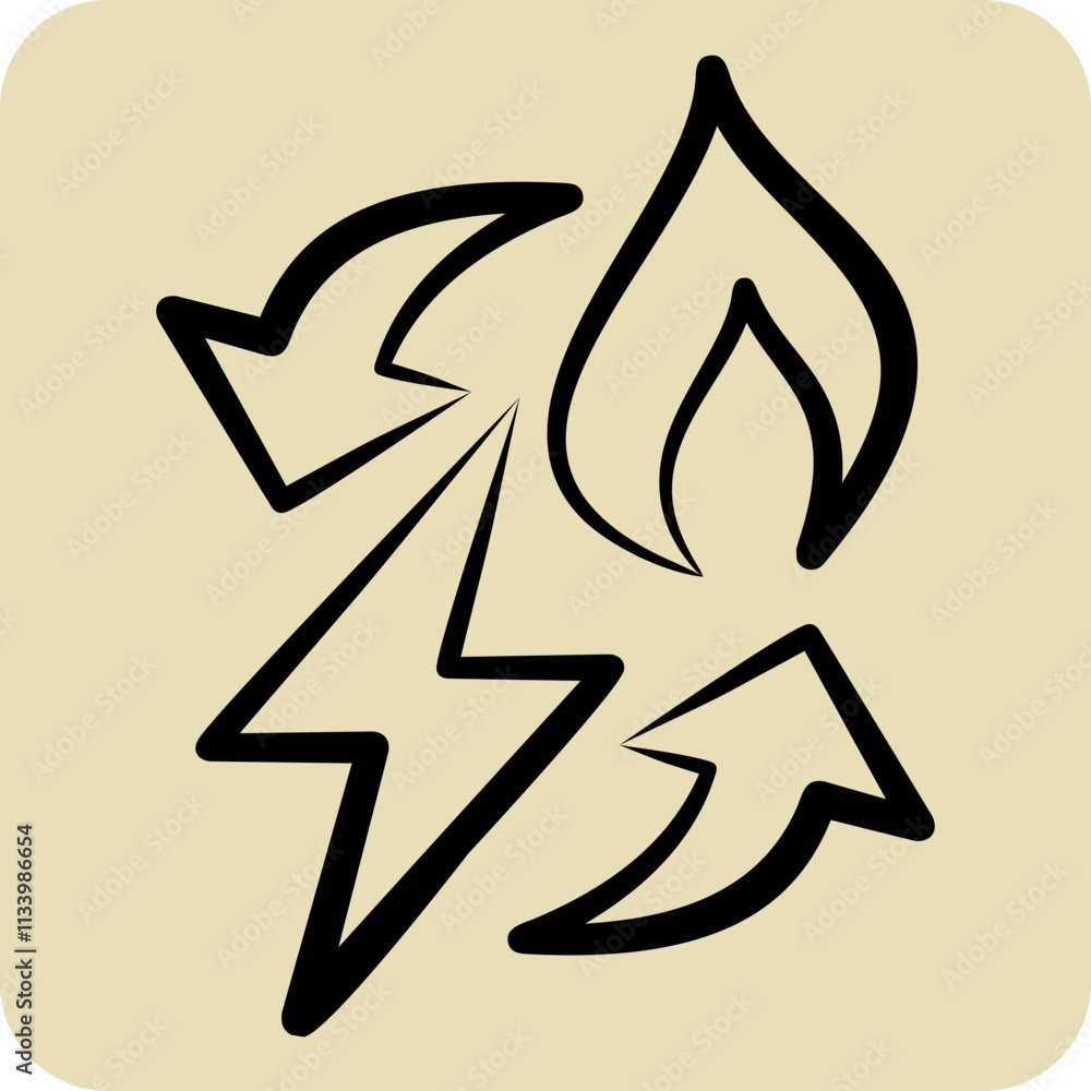 Icon Power to Gas. related to Energy Storage symbol. hand drawn style. editable Icon Power to Gas. related to Energy Storage symbol. hand drawn style. editable