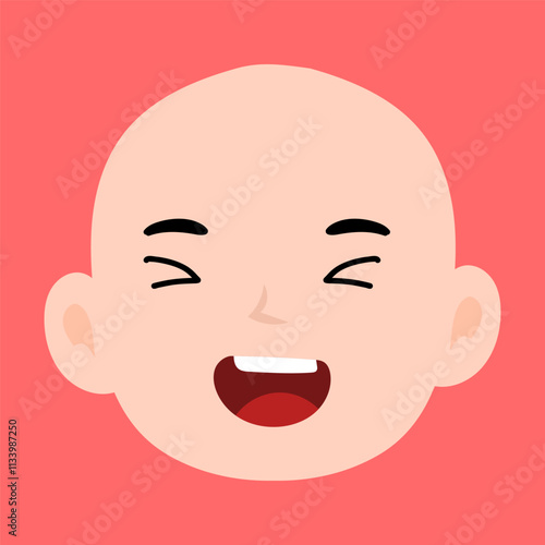 cartoon bald boy avatar character illustration design. emoticon head expression face