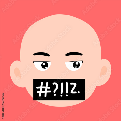 cartoon bald boy avatar character illustration design. emoticon head expression face