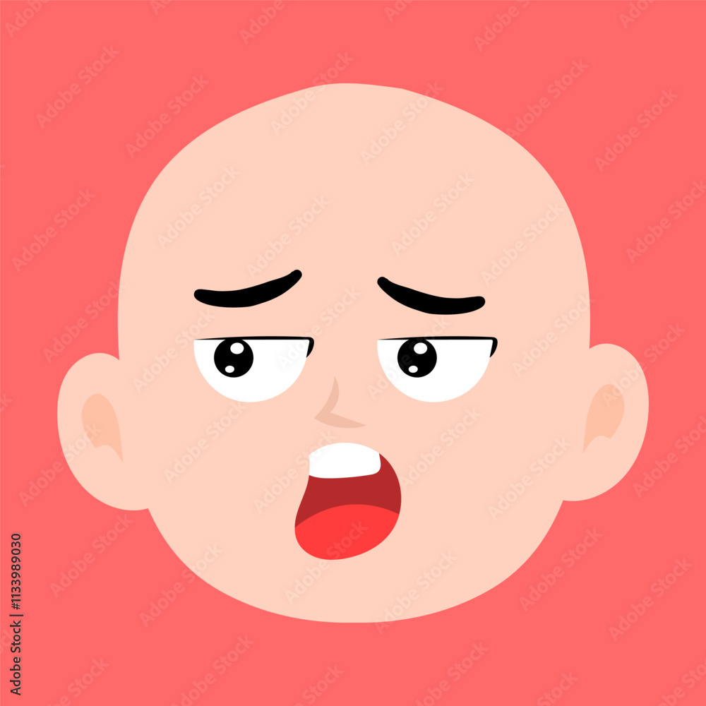 Obraz premium cartoon bald boy avatar character illustration design. emoticon head expression face
