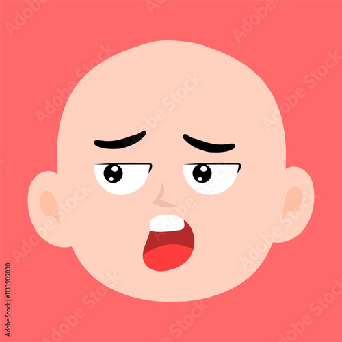 cartoon bald boy avatar character illustration design. emoticon head expression face