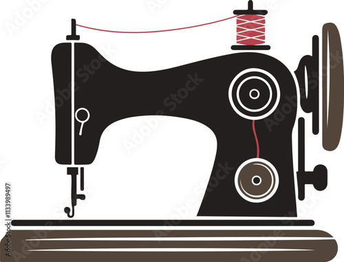 sewing machine and sewing, Sewing machine icon silhouette vector style