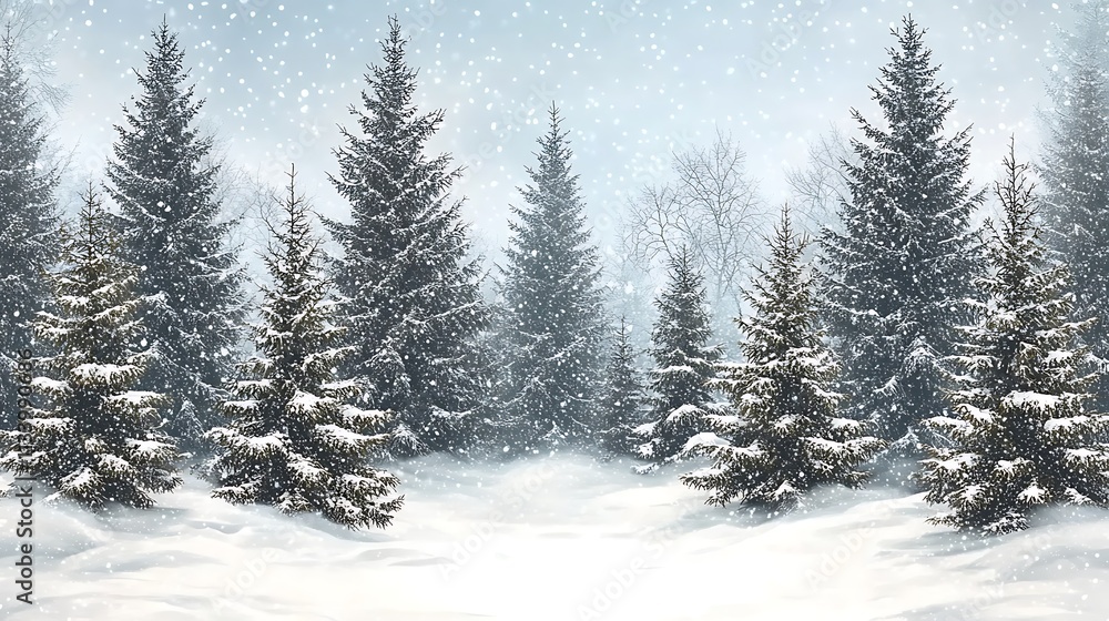 Snow Covered Evergreen Trees In A Winter Forest Snow Covered Evergreen Trees In A Winter Forest