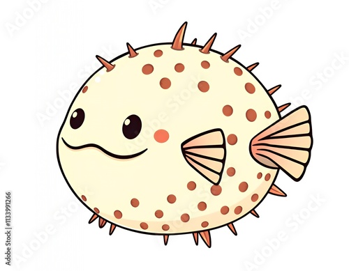 cartoon fish with brown spots and a white body and brown tail. photo