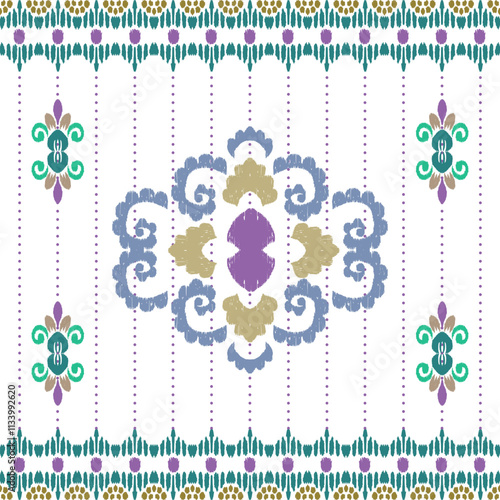 Ikat pattern design , Floral pixel art pattern, Textile business , Vector Images For printing on Fabric, Wallpaper, Carpet, Ceramics, etc.

