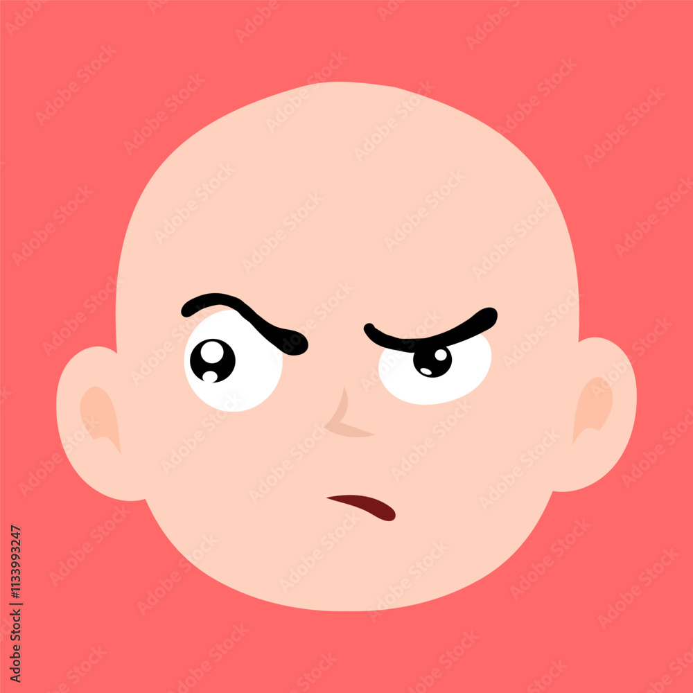cartoon bald boy avatar character illustration design. emoticon head expression face cartoon bald boy avatar character illustration design. emoticon head expression face