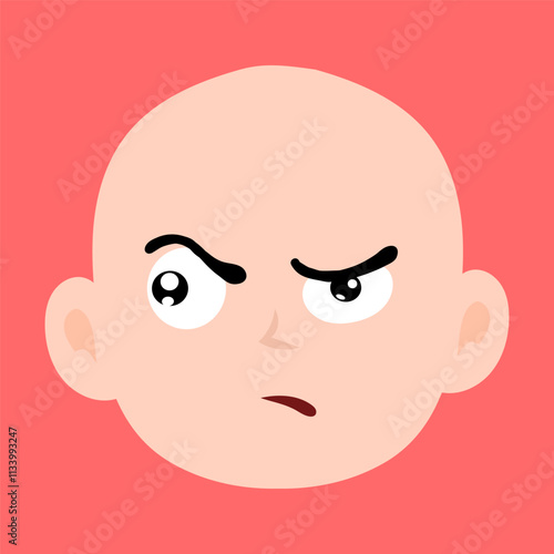 cartoon bald boy avatar character illustration design. emoticon head expression face