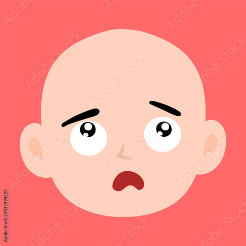 cartoon bald boy avatar character illustration design. emoticon head expression face