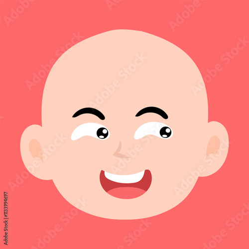 cartoon bald boy avatar character illustration design. emoticon head expression face