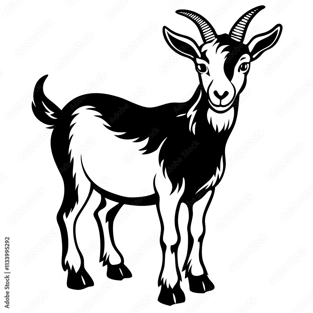 Obraz premium Goat vector illustration ,Goat Head svg, Goat Face svg, Farm Animal svg - Vector, Clipart, Cricut, CNC, Laser, Vinyl Cutter,