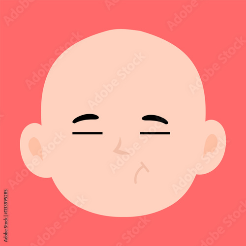 cartoon bald boy avatar character illustration design. emoticon head expression face