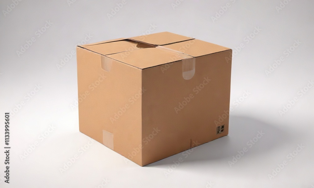 Isolated cardboard box on plain white background, rectangular shape, empty Isolated cardboard box on plain white background, rectangular shape, empty