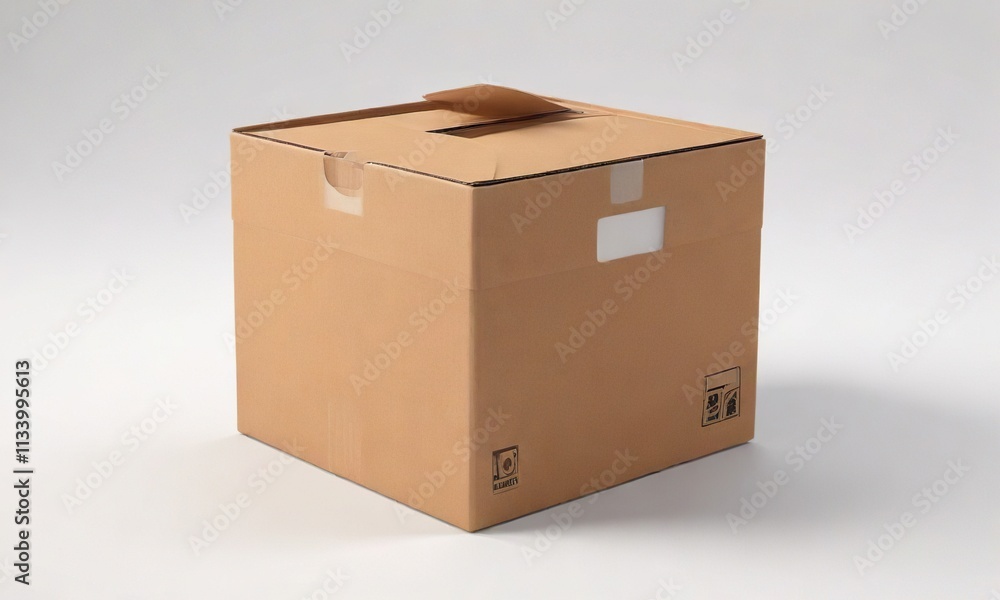 Isolated cardboard box on plain white background, no distractions, alone Isolated cardboard box on plain white background, no distractions, alone