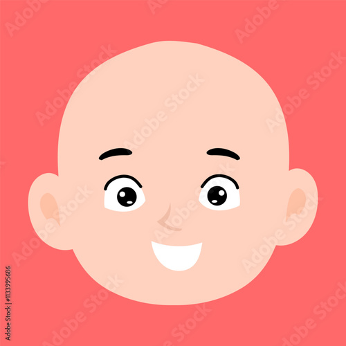 cartoon bald boy avatar character illustration design. emoticon head expression face