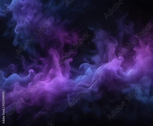 Soft focus image of abstract blue black and purple light neon fog texture on a dark glass surface with subtle gradient, image, focus, dark