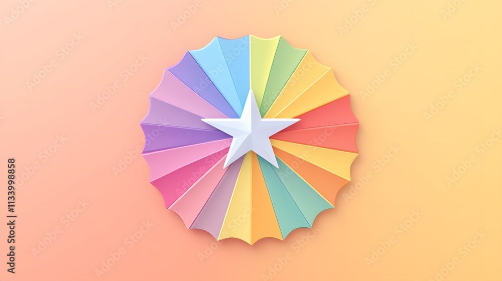Rainbow Umbrella with Central White Star Rainbow Umbrella with Central White Star